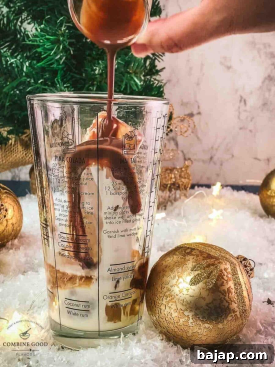 Pour Mozart chocolate cream liqueur into the cocktail shaker.