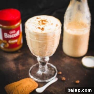 Biscoff Bliss Latte: A Homemade Creamer Delight 4 Delicious Biscoff latte with homemade Biscoff coffee creamer, ready to be enjoyed.