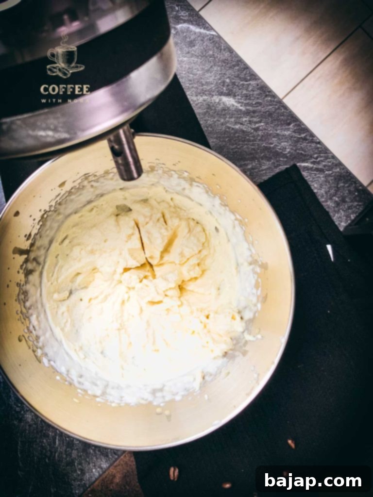 Mixing bowl with whipped up coffee creamer.