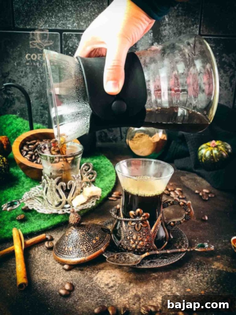 Pumpkin Spice Coffee: Double the Deliciousness 11 Divide the spiced coffee among the medieval glasses.