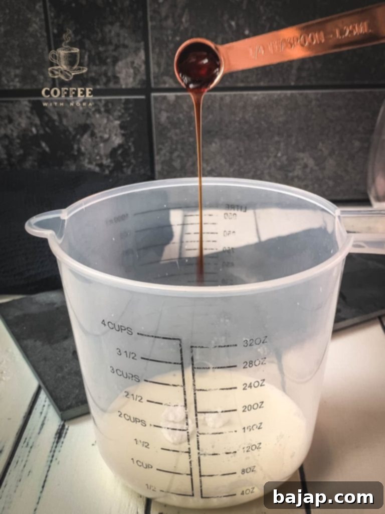 Iced Vanilla Cream Coffee: A Refreshing Homemade Brew 4 Add the vanilla extract.