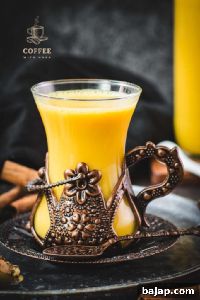 A medieval coffee cup filled with delicious spiced almond milk.