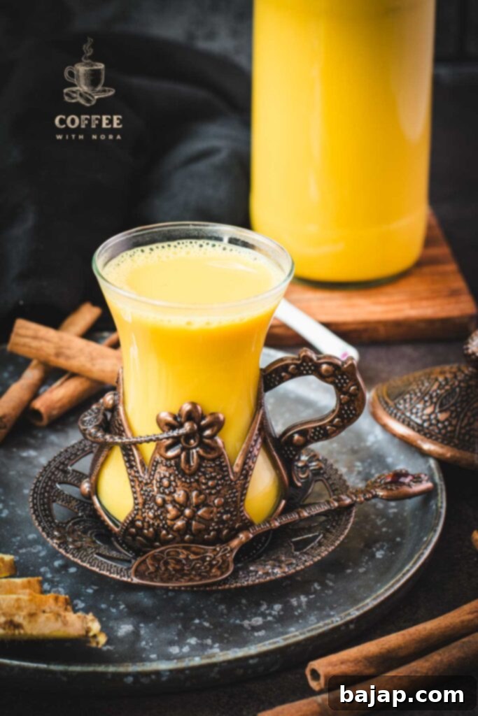 A medieval coffee cup filled with delicious spiced almond milk.