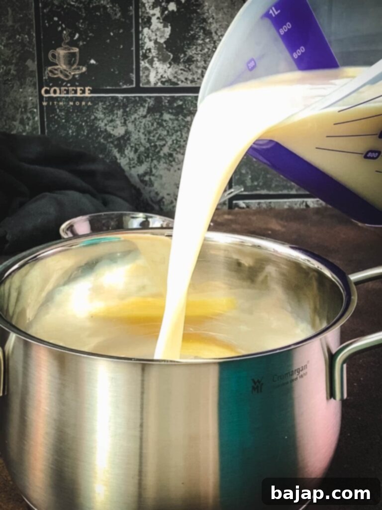 Pour the almond milk into a saucepan.