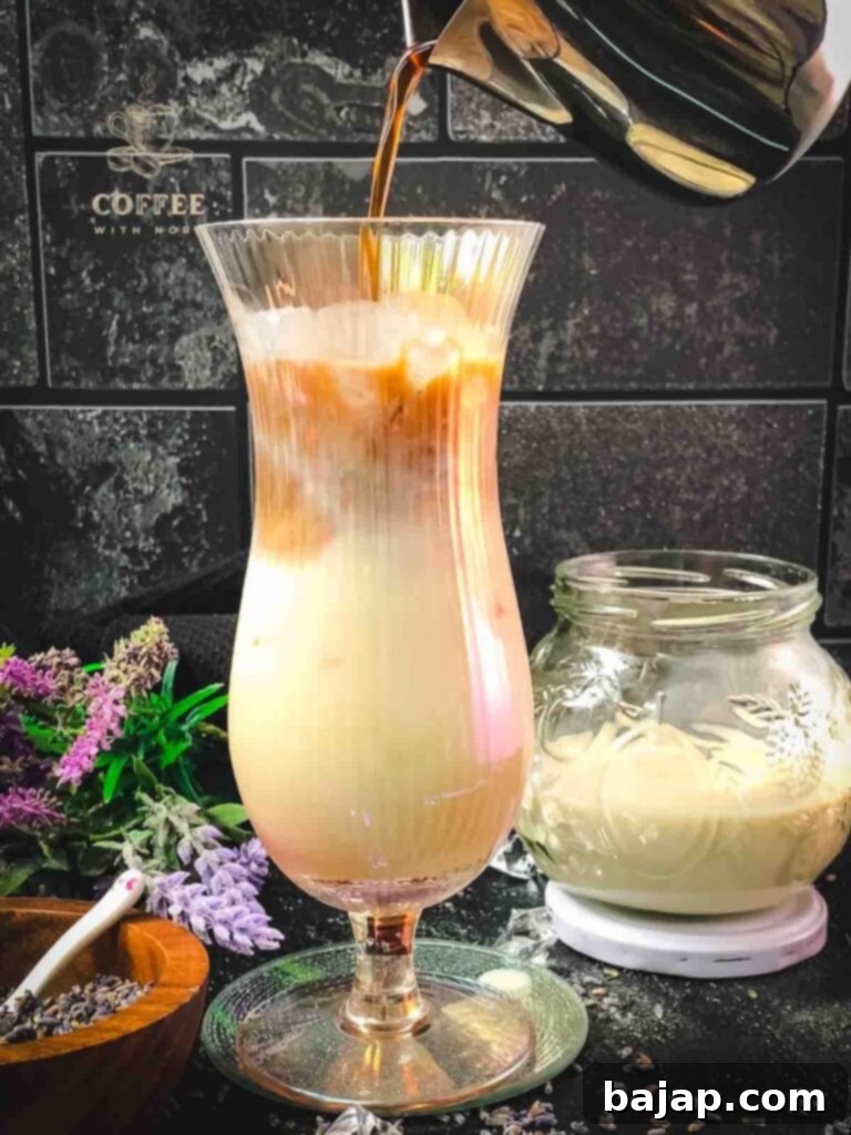 Lavender Dream Iced Latte 5 Add espresso to iced lavender latte