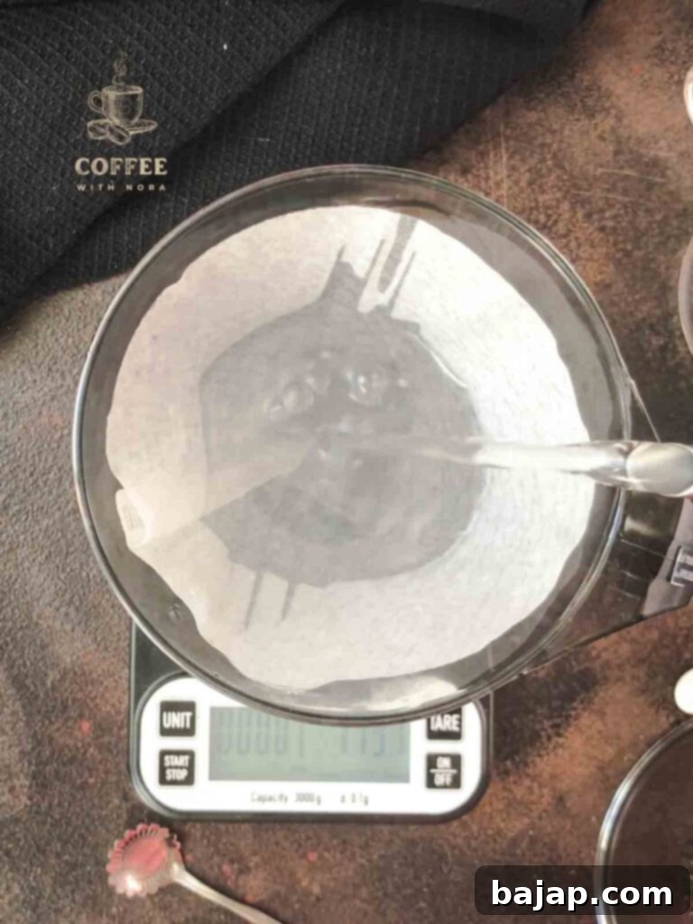 Hoffmann Method Reverse Clever Dripper Brew 2 Pouring hot, filtered water into the readied Clever Dripper.