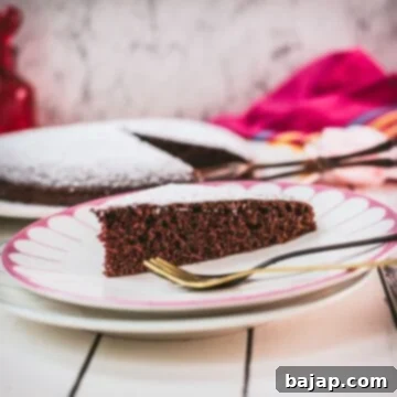 Effortless Valentine's Chocolate Cake 6 Delicious Valentine's chocolate cake slice, dusted with powdered sugar. Ideal for Valentine's day!