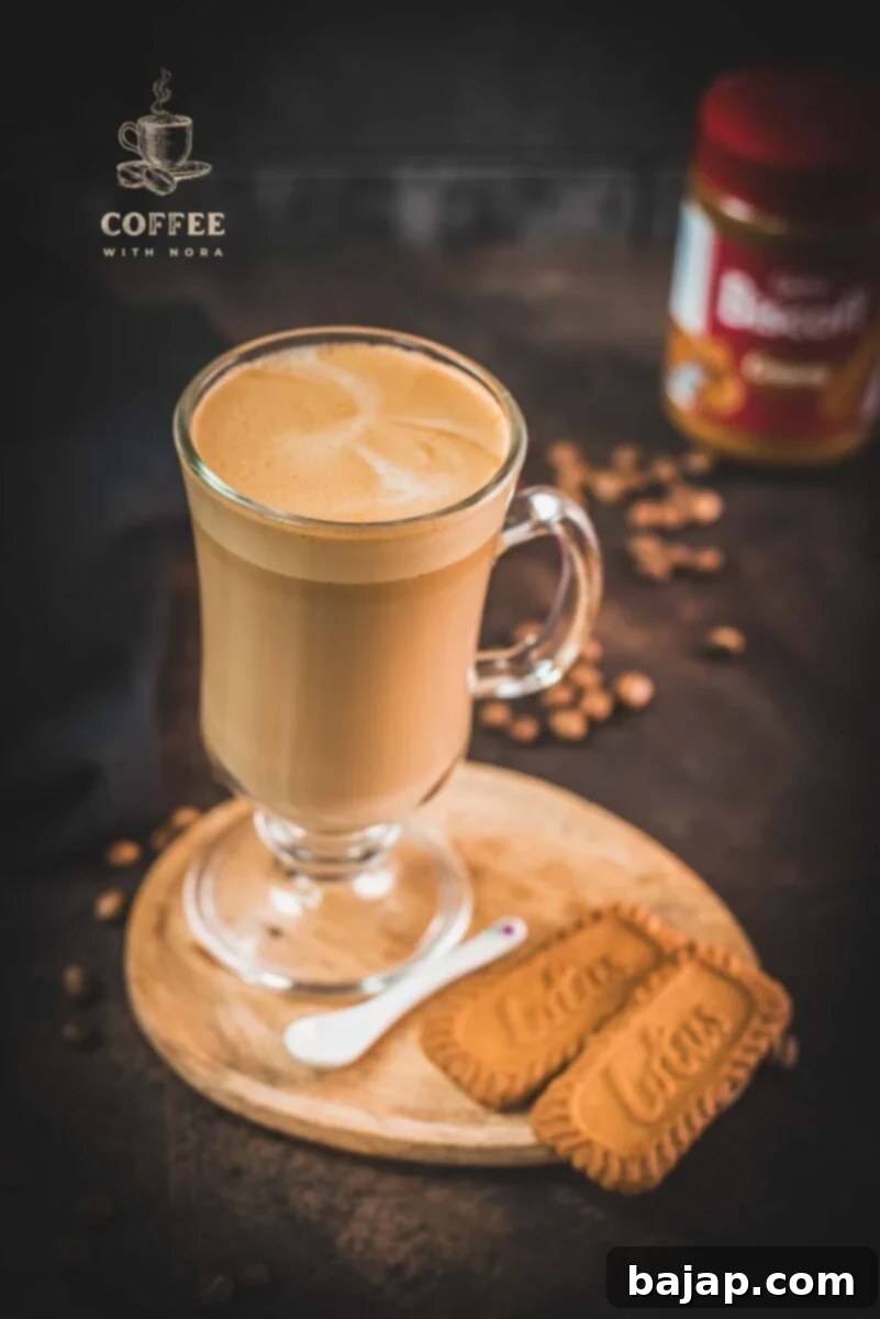 Biscoff Latte: A Simple Guide to Coffee Bliss 2 Homemade Biscoff Latte served with Biscoff cookies