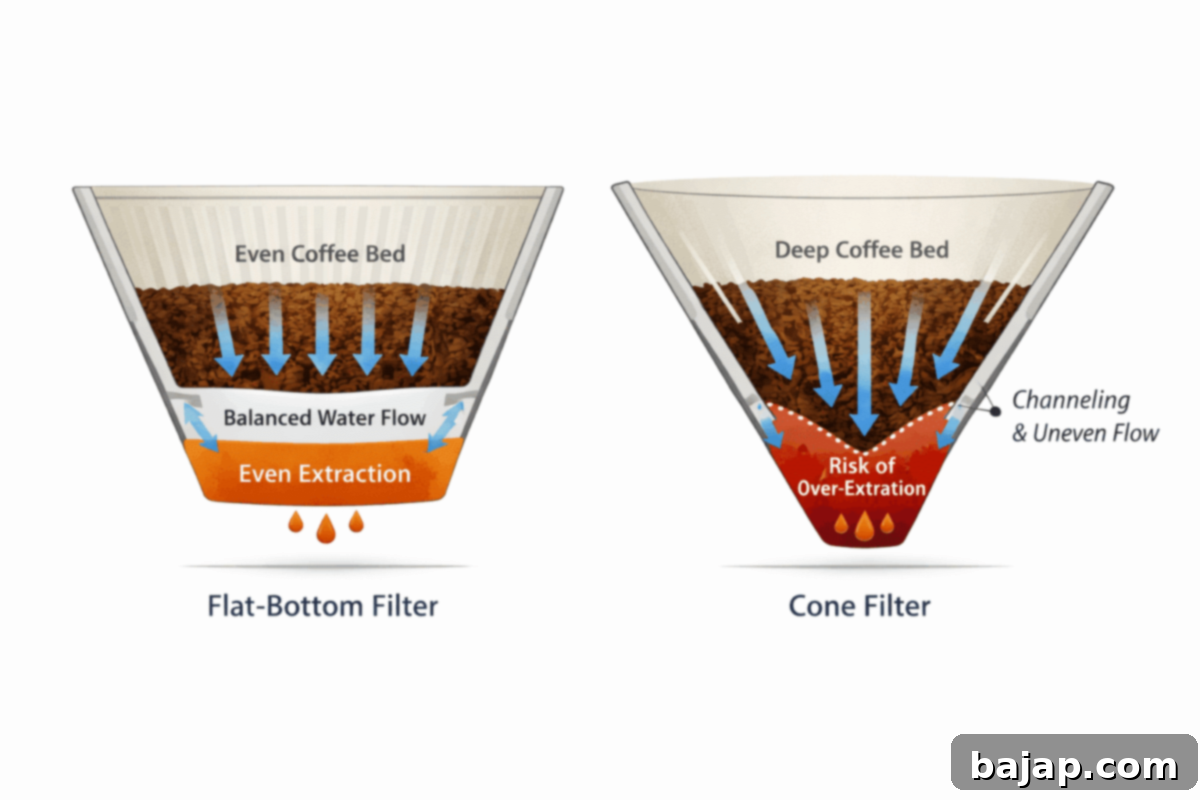 Difference flat bottom filter and cone filter.