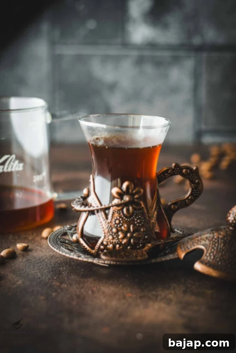 Gorgeous vintage glass filled with delicious pour over coffee, made with a Kalita wave.