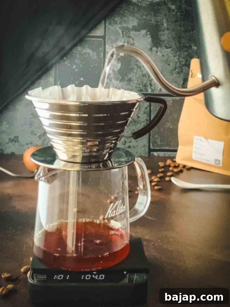 Pour hot water into your Kalita wave.